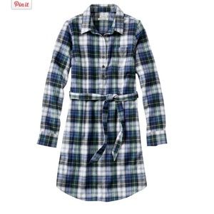 NWOT Women's L.L. Bean Scotch Plaid Flannel Tunic Dress